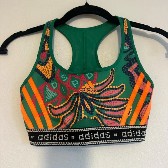 Farm Rio Adidas Ms Green Sports Bra Size XS - Picture 3 of 4
